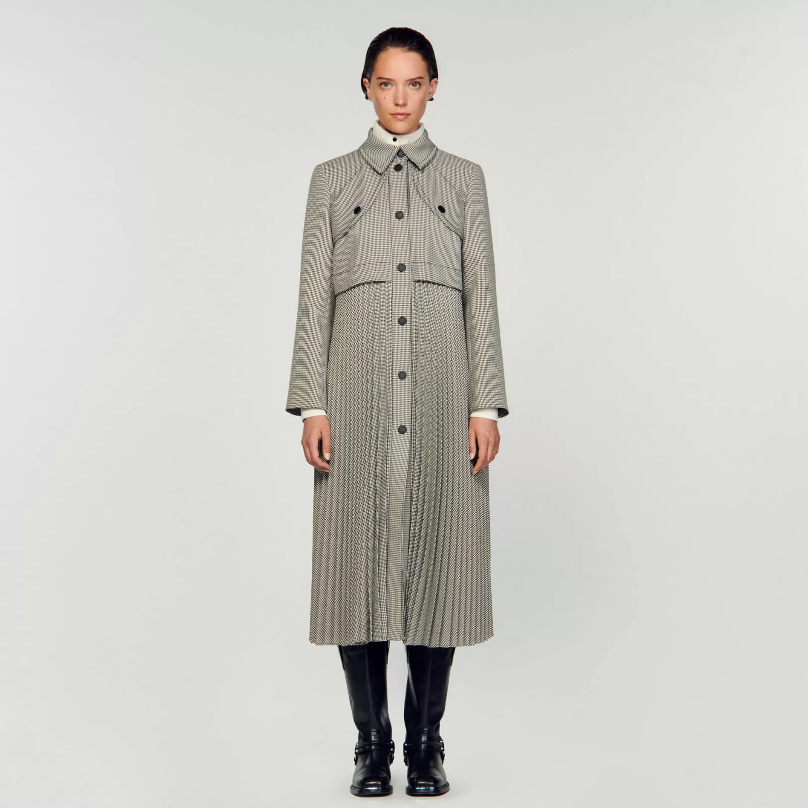 Coats*Sandro Coats Houndstooth trench coat