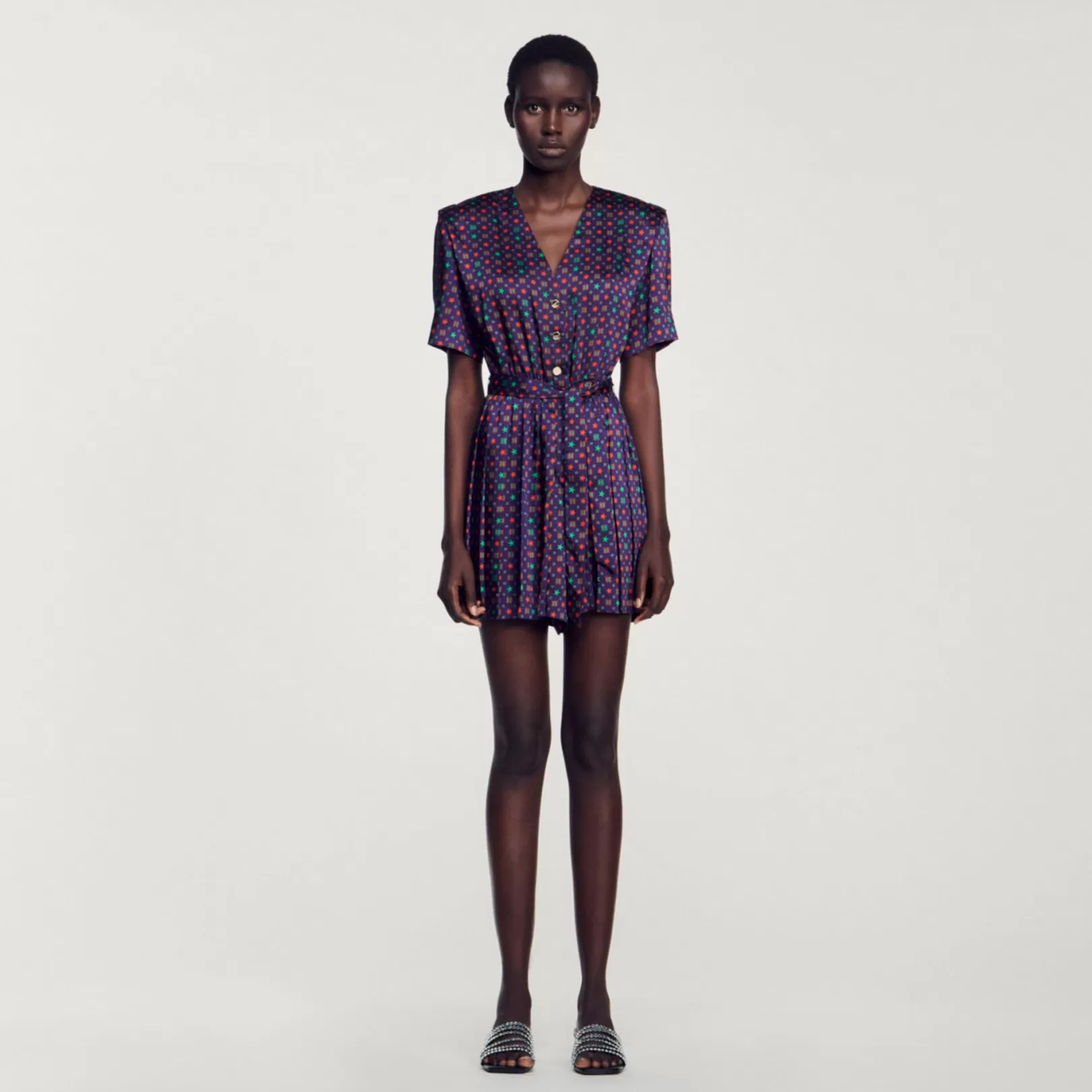 Jumpsuits*Sandro Jumpsuits Printed satin playsuit